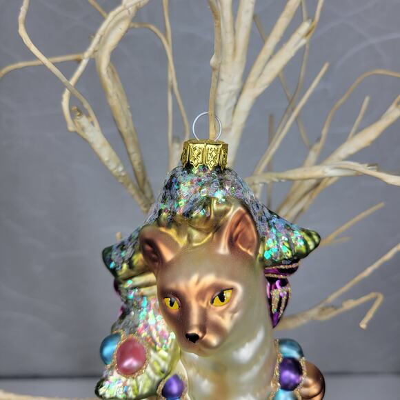 VTG Dept 56 Sammie Cat Ornament Blown Glass Siamese Christmas Tree Holiday Decor - Picture 5 of 16